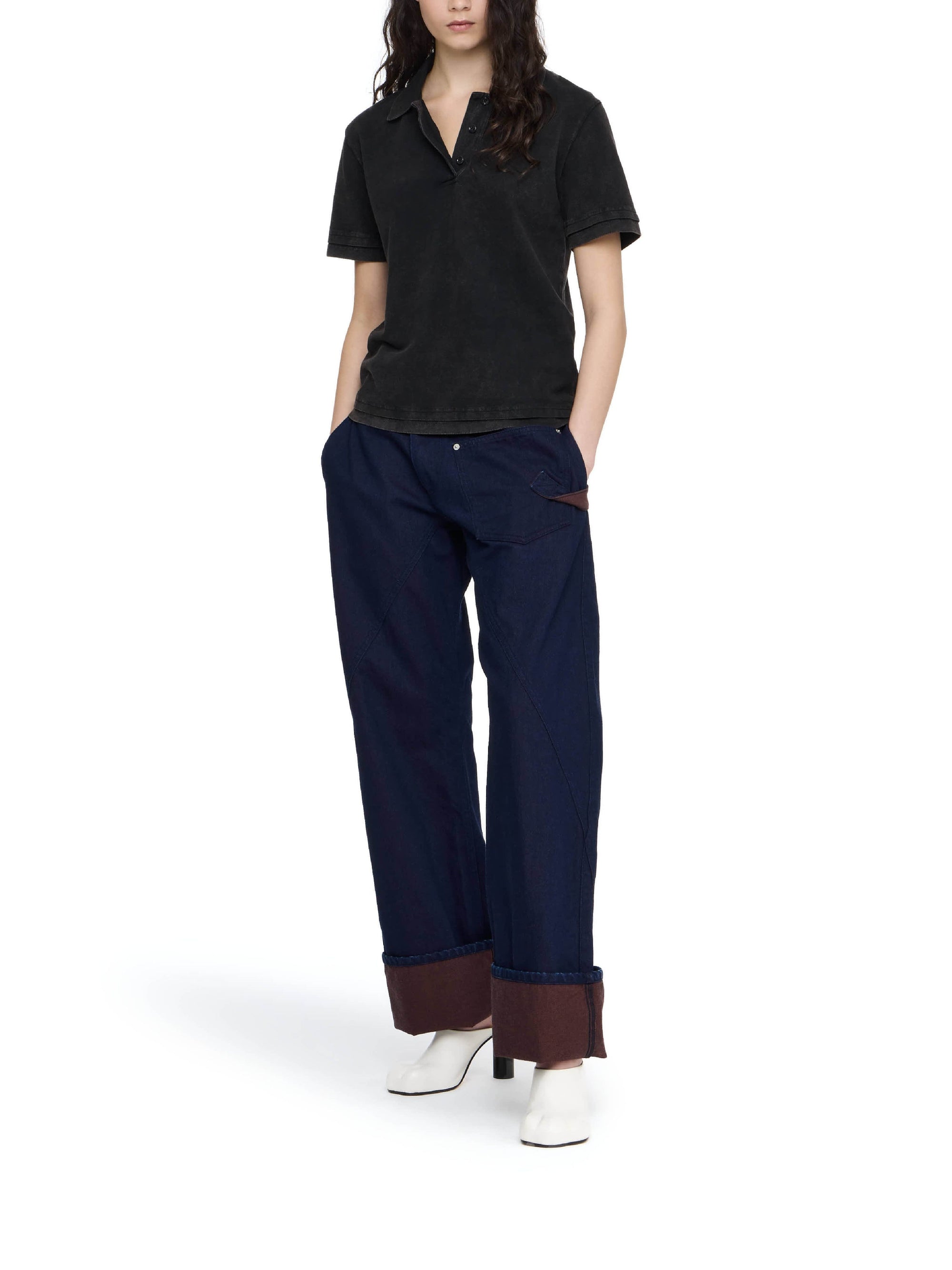 Polo à manches courtes - Washed Black