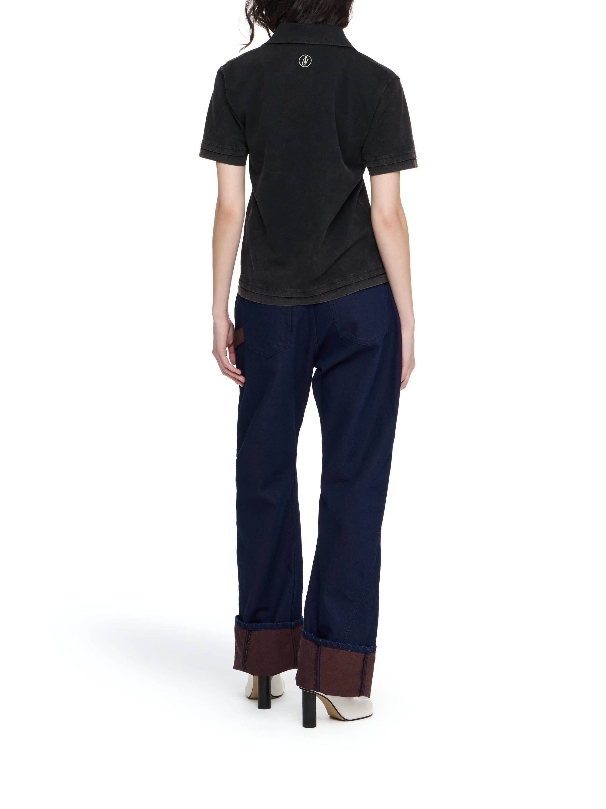 Polo À Manches Courtes Superposé - Washed Black