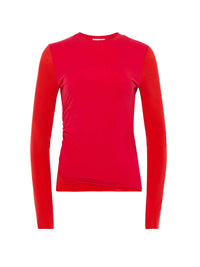 Haut À Manches Longues Double Épaisseur Drapé - Crimson Red