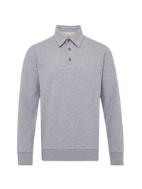 Rugby polo shirt with anchor embroidery - Mid Grey Melange