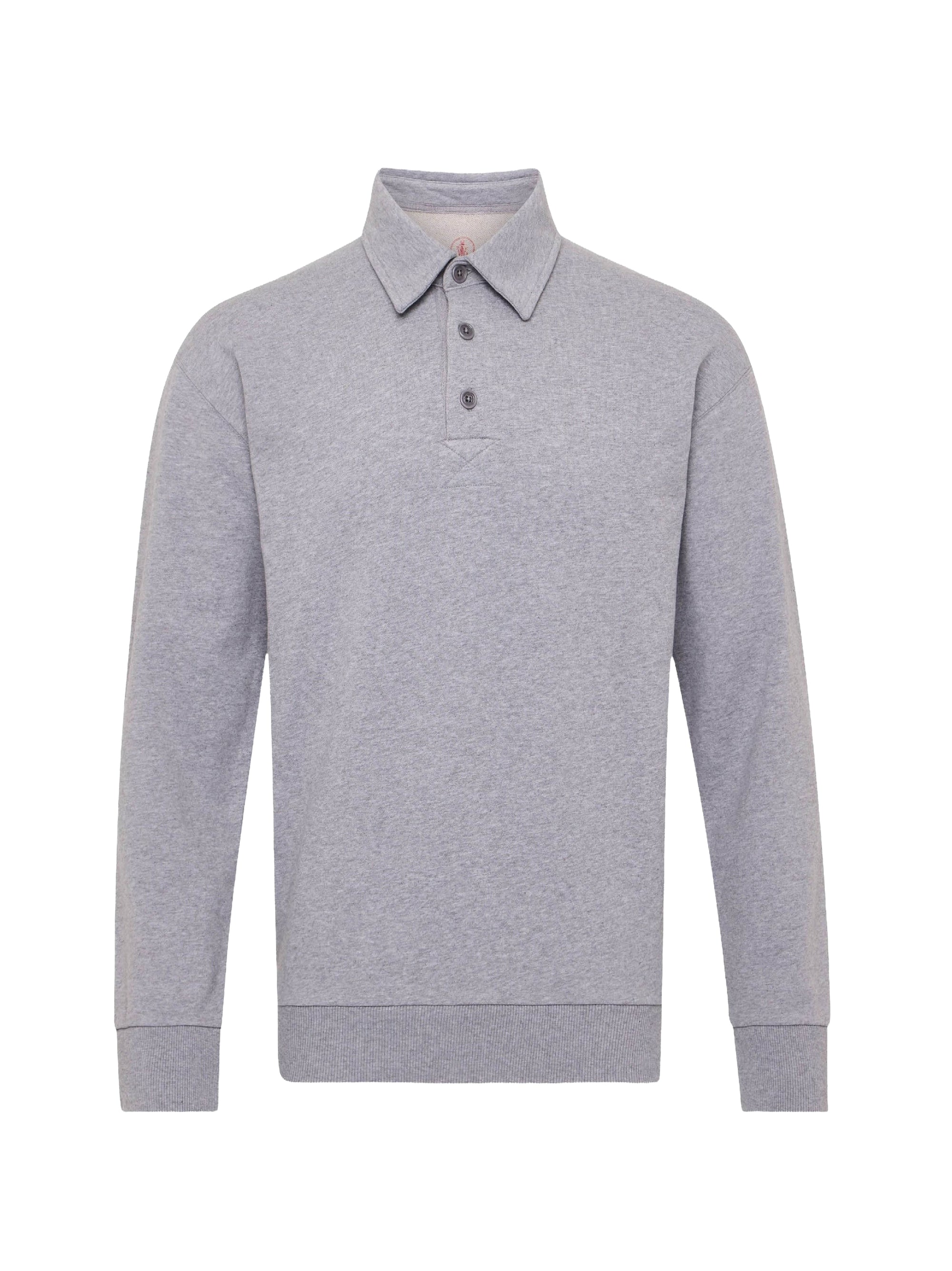 Rugby polo shirt with anchor embroidery - Mid Grey Melange