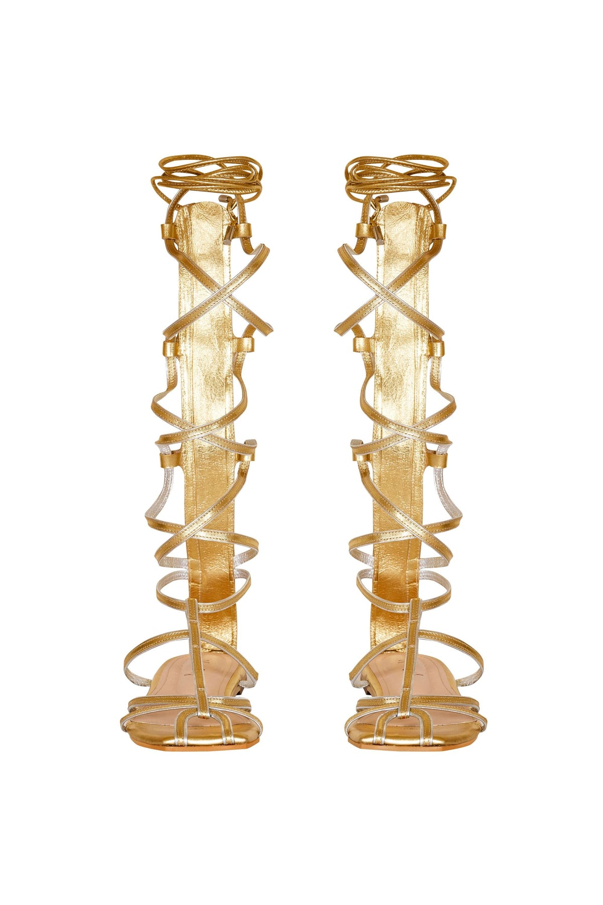 Sandales gladiateurs Baquiana en cuir - Or