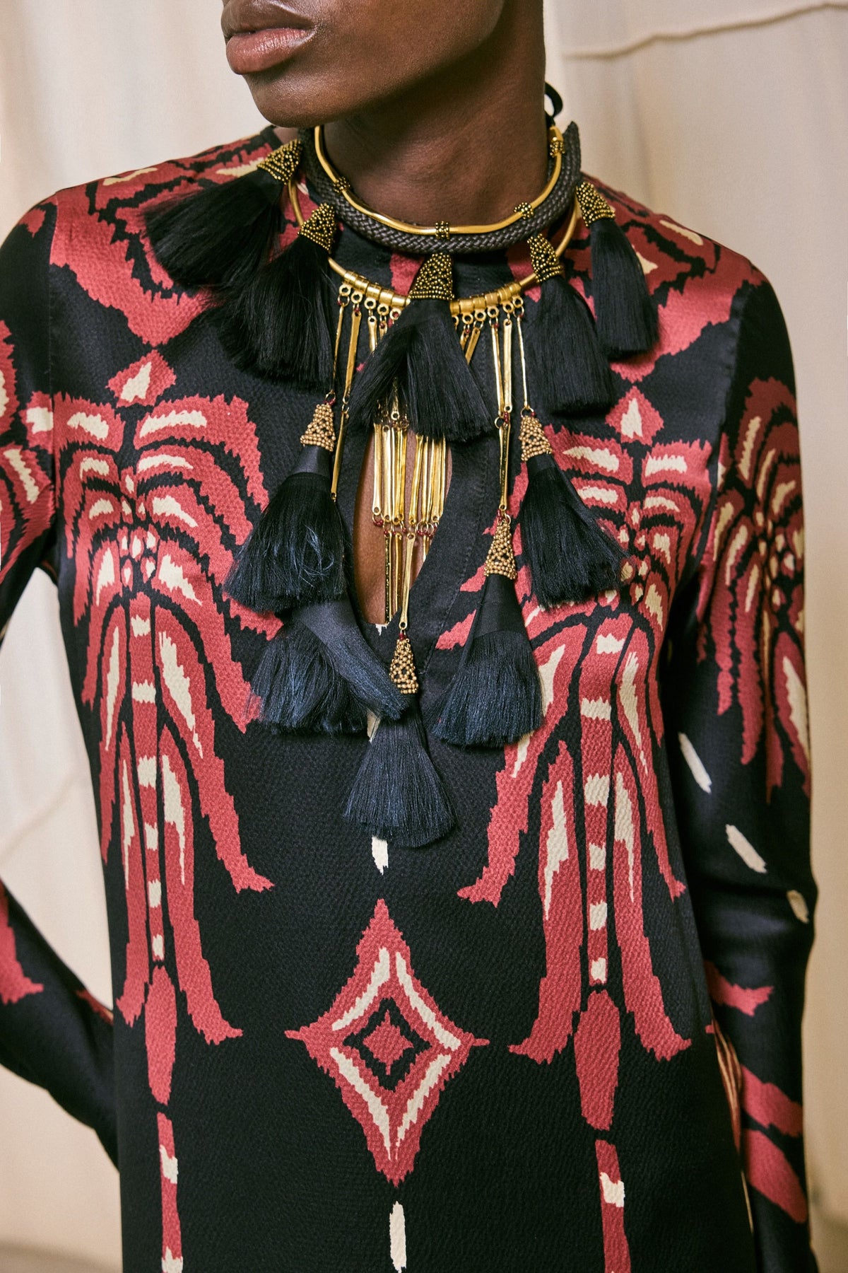 Collier Wisdom en soie - Noir