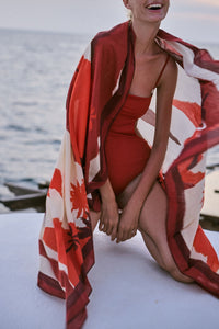 Paréo Paysages de voile en cuir - Rouge