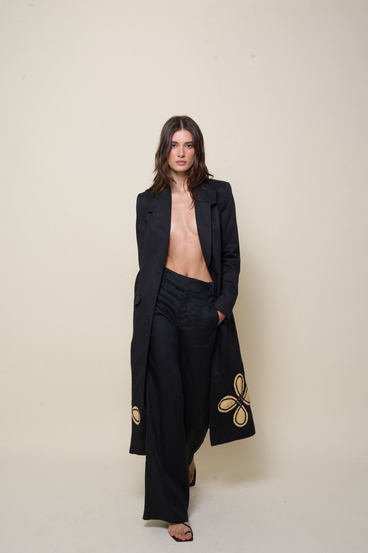 Sandales Échos de flamenco en cuir - Noir