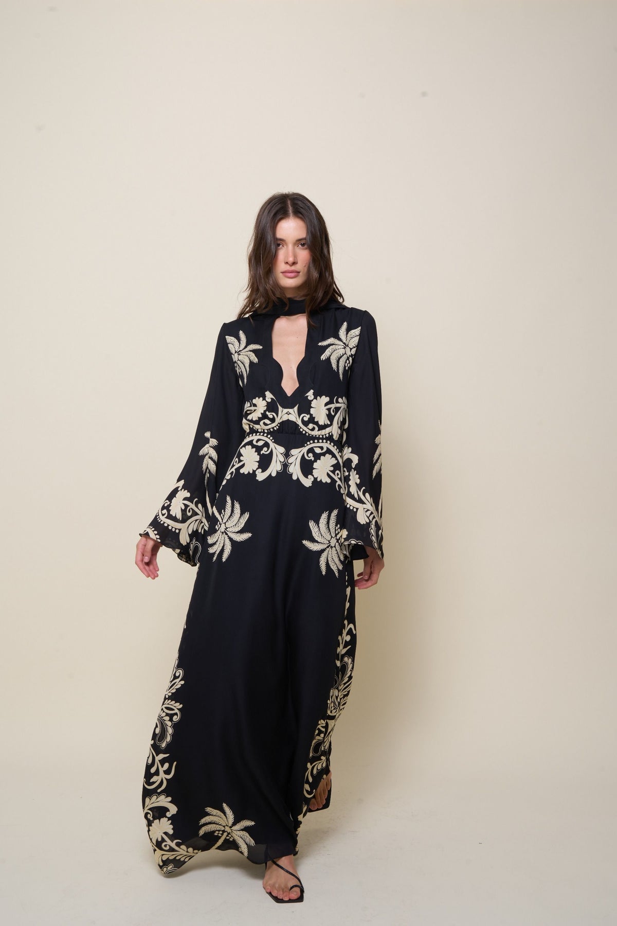 Sandales Échos de flamenco en cuir - Noir