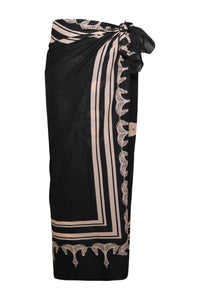 Paréo Palmiers ancestraux en cuir - Noir