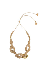 Collier Reverence To Their Gods en cuir - Beige
