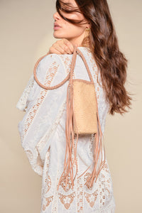 Sac à bandoulière Western Farm en cuir - Nude