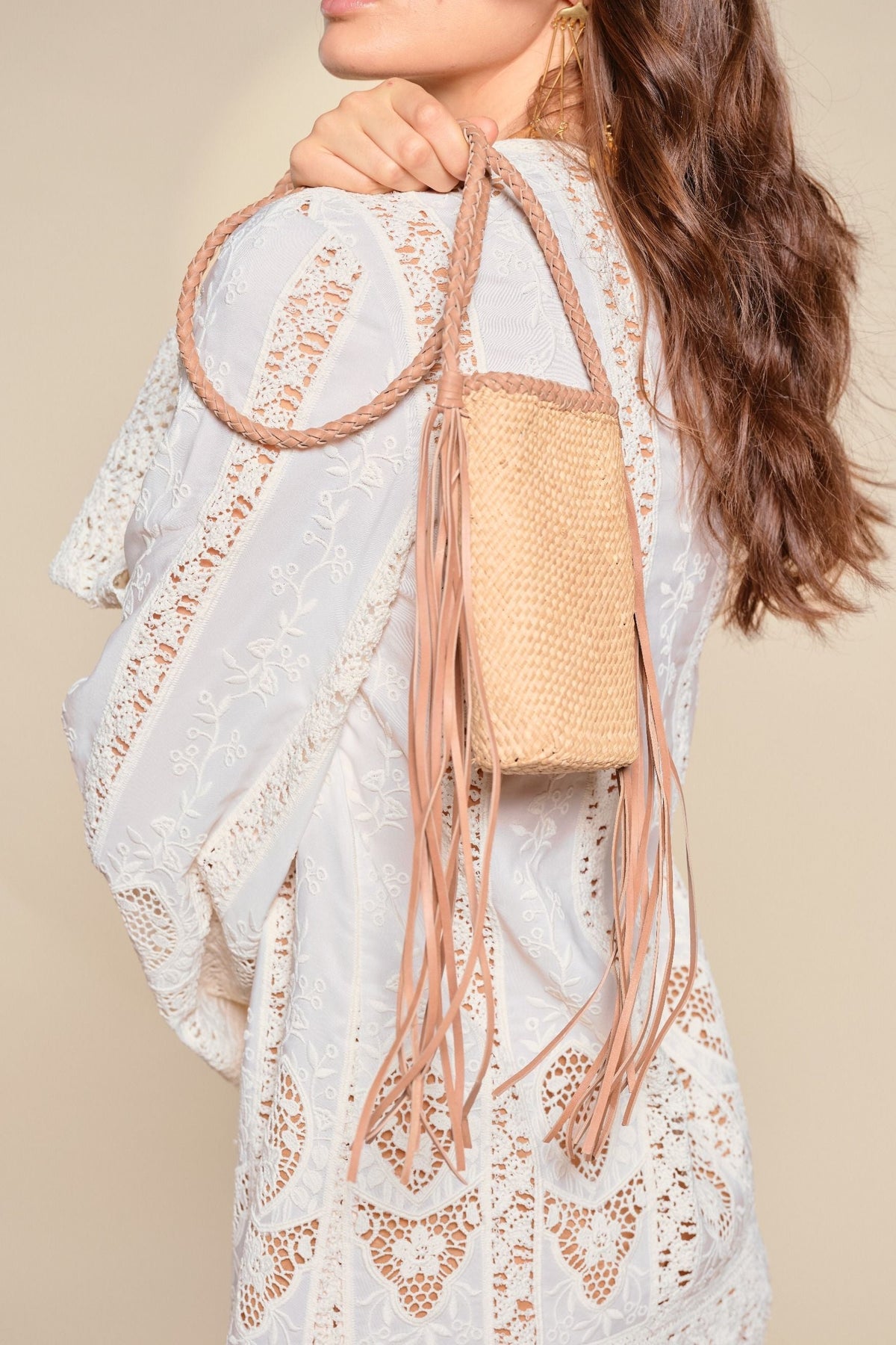 Western Farm leather shoulder bag - Nude