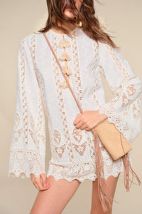 Sac à bandoulière Western Farm en cuir - Nude