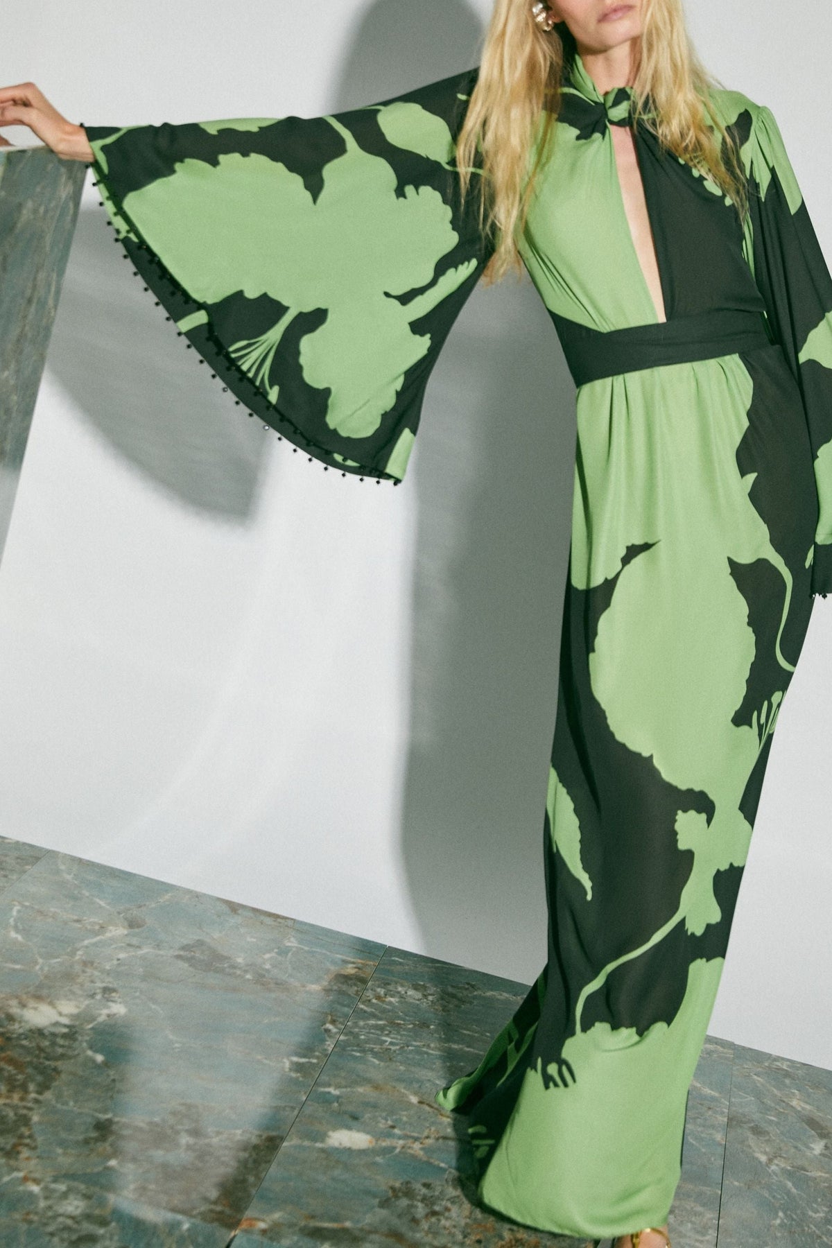 Robe Earthy Elegance en soie - Vert