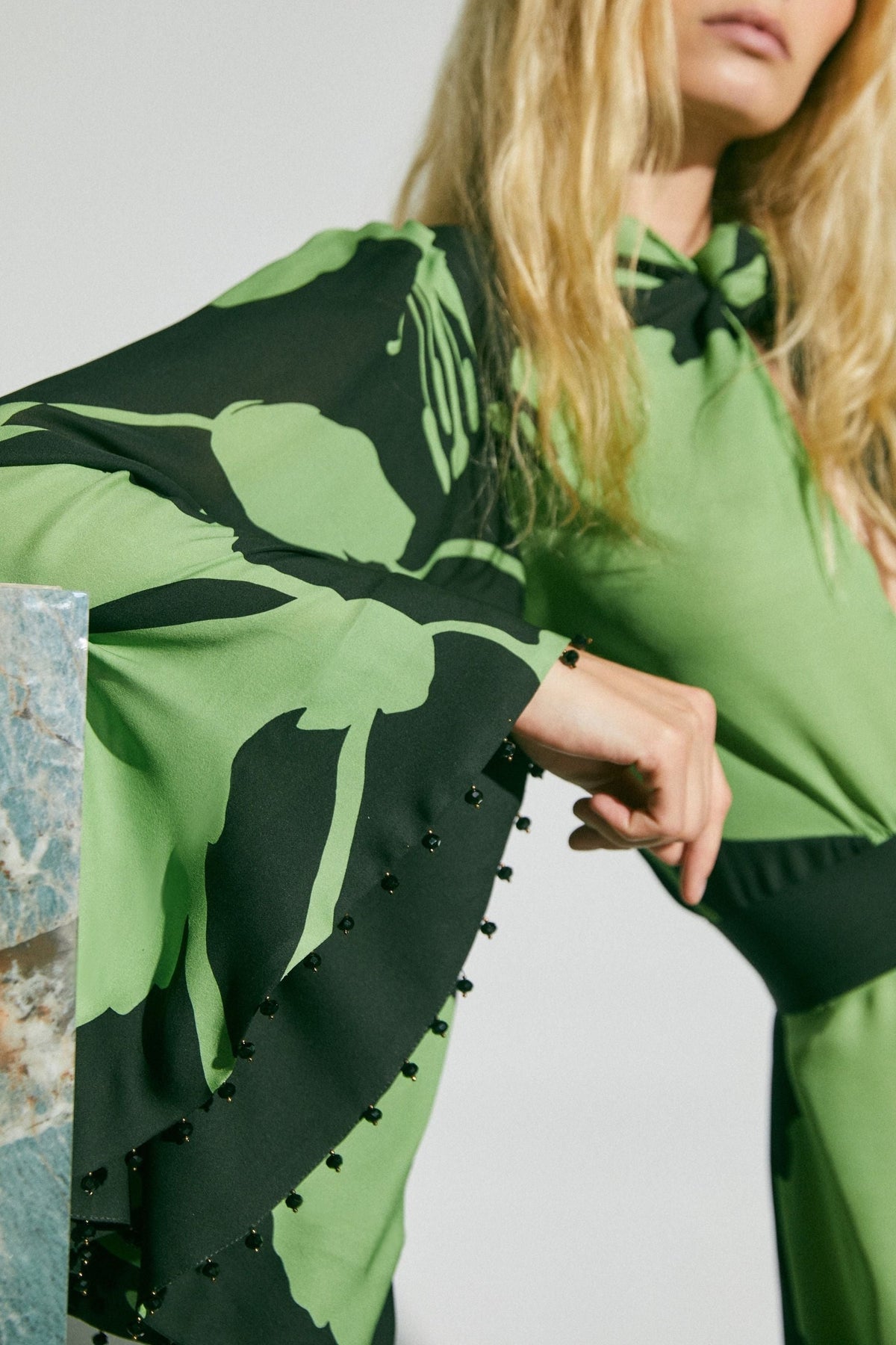 Robe Earthy Elegance en soie - Vert