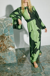 Robe Earthy Elegance en soie - Vert