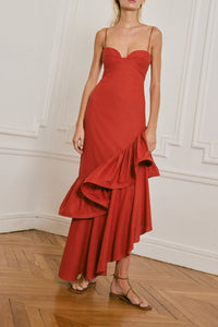 Acércate Más linen dress - Red