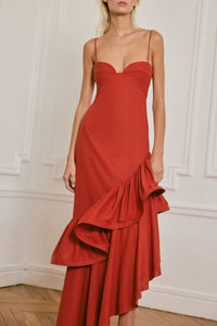 Acércate Más linen dress - Red