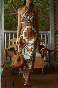 Energetic Patterns linen dress - Orange