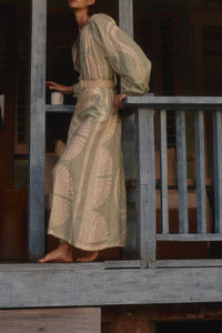 Divinatory Word linen dress - Green