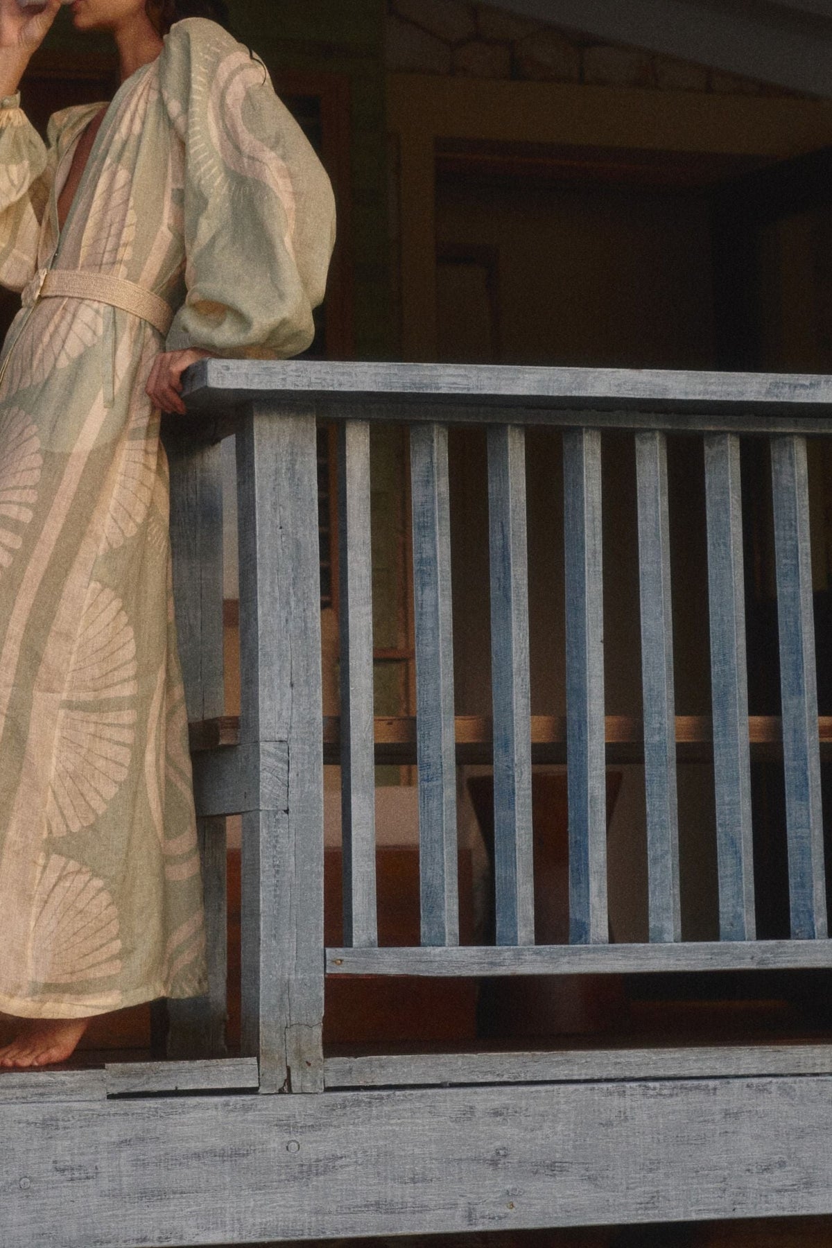 Divinatory Word linen dress - Green