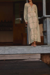 Divinatory Word linen dress - Green