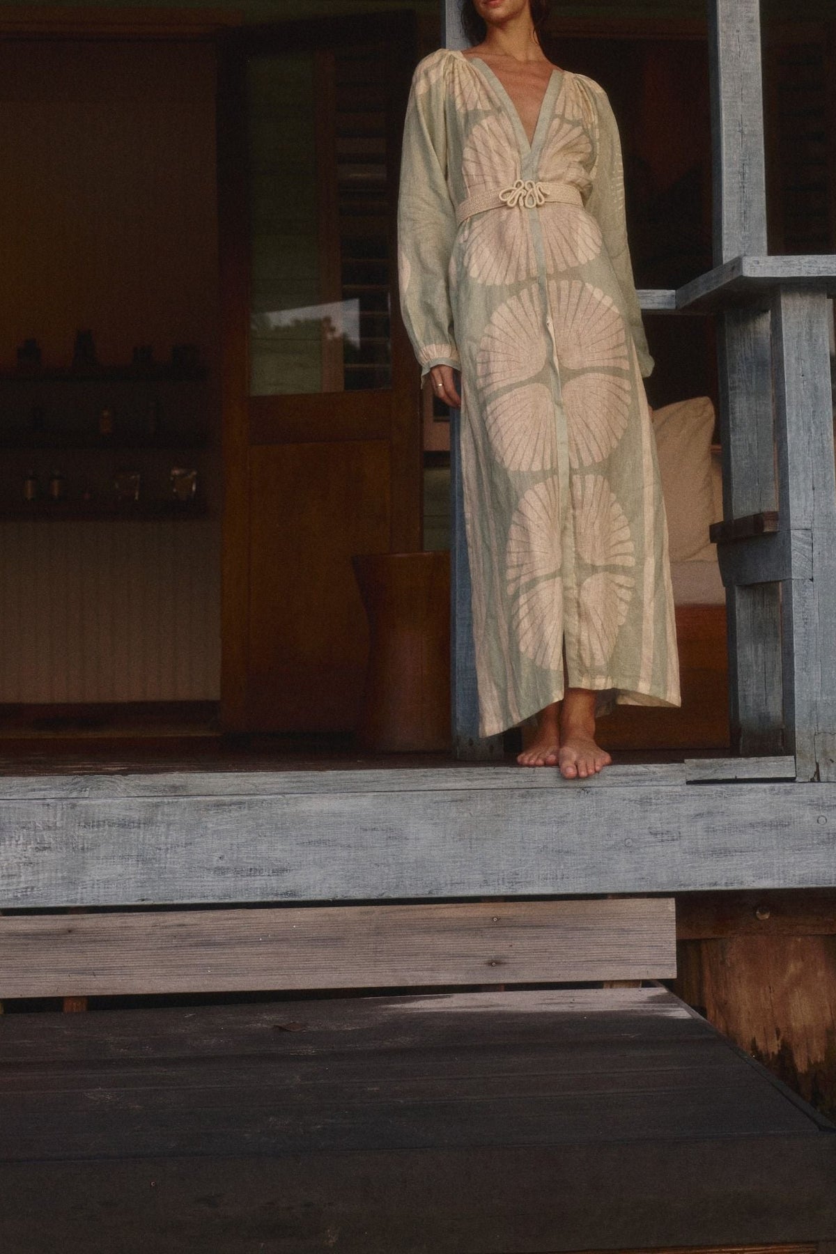 Divinatory Word linen dress - Green