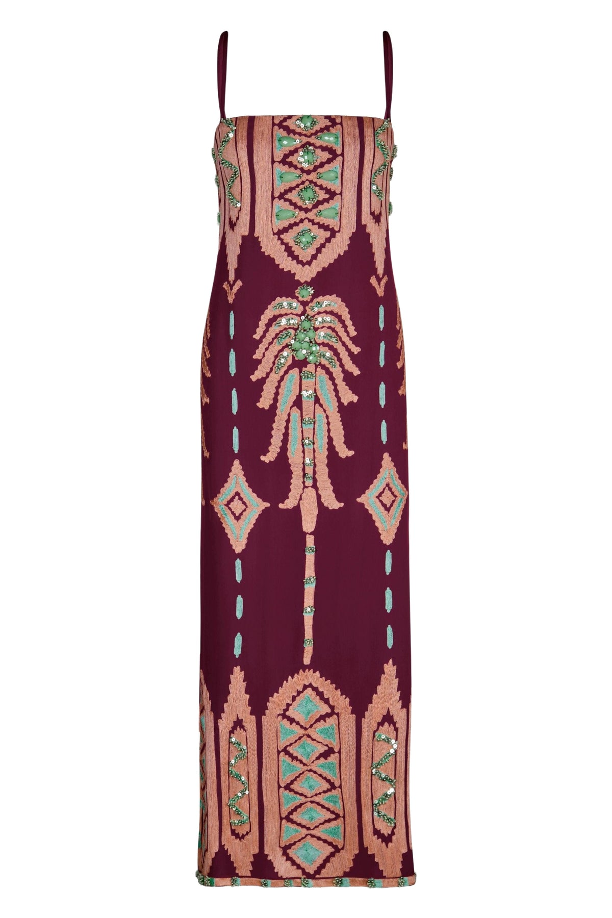 Robe à tissage en chevrons en soie - Wine