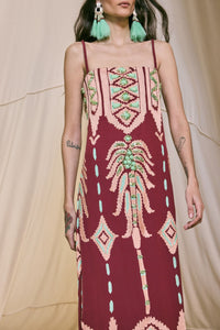 Robe à tissage en chevrons en soie - Wine