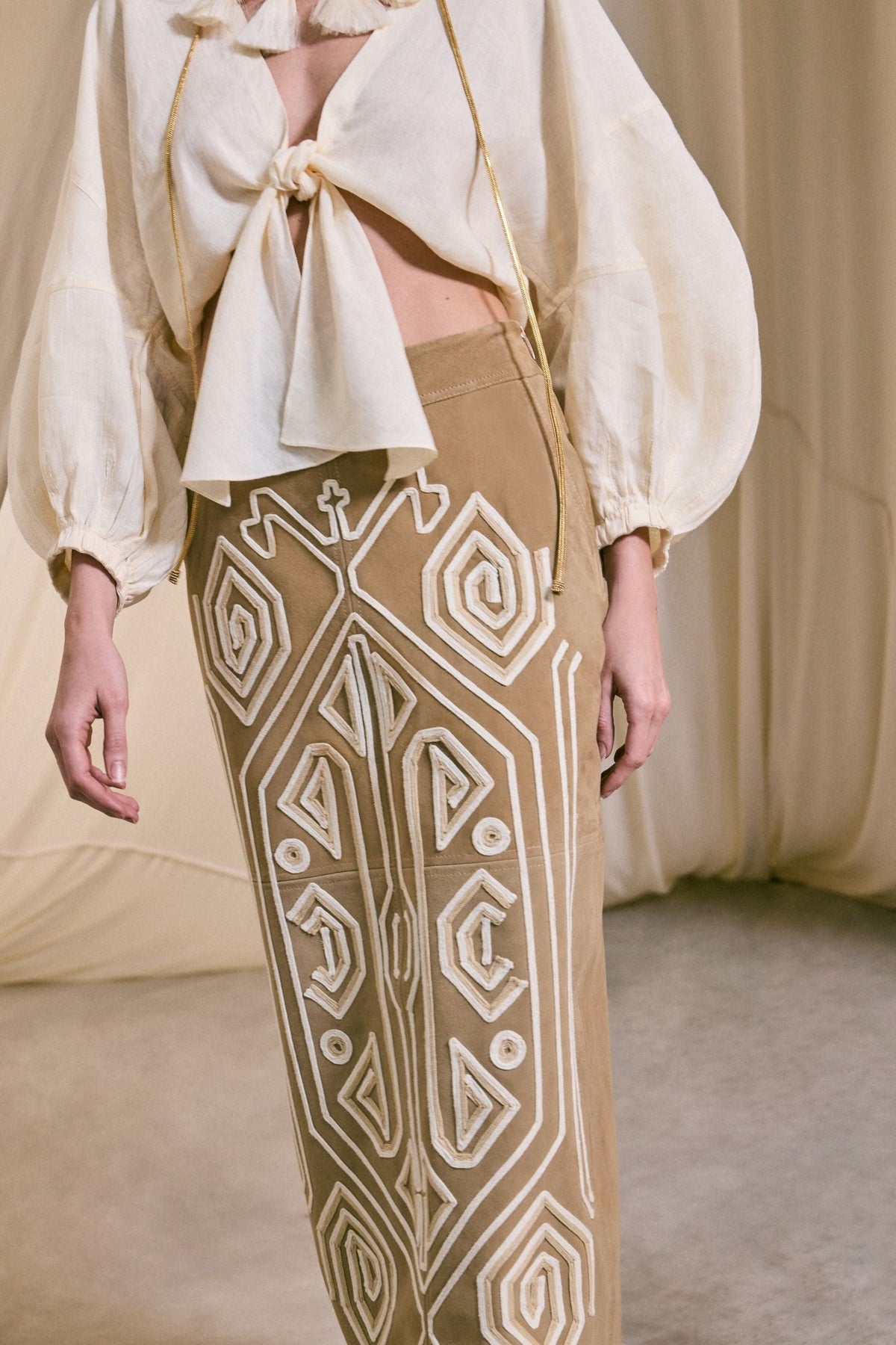 Jupe Pueblo Ancestral en cuir - Nude