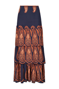 Jupe Persian Origin en soie - Bleu marine