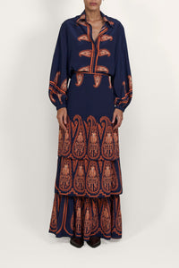 Jupe Persian Origin en soie - Bleu marine
