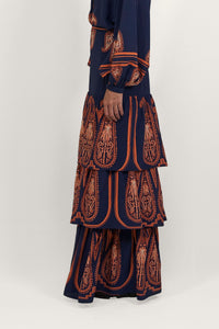 Persian Origin silk skirt - Navy blue