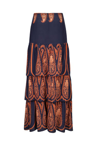 Jupe Persian Origin en soie - Bleu marine