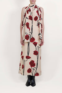 Robe Parajes Lejanos en soie - Rouge