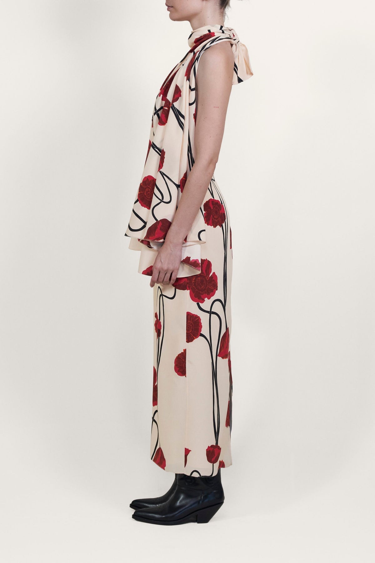 Robe Parajes Lejanos en soie - Rouge