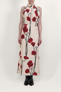 Robe Parajes Lejanos en soie - Rouge