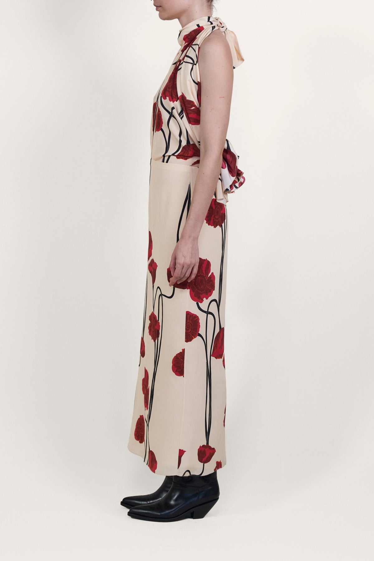 Robe Parajes Lejanos en soie - Rouge
