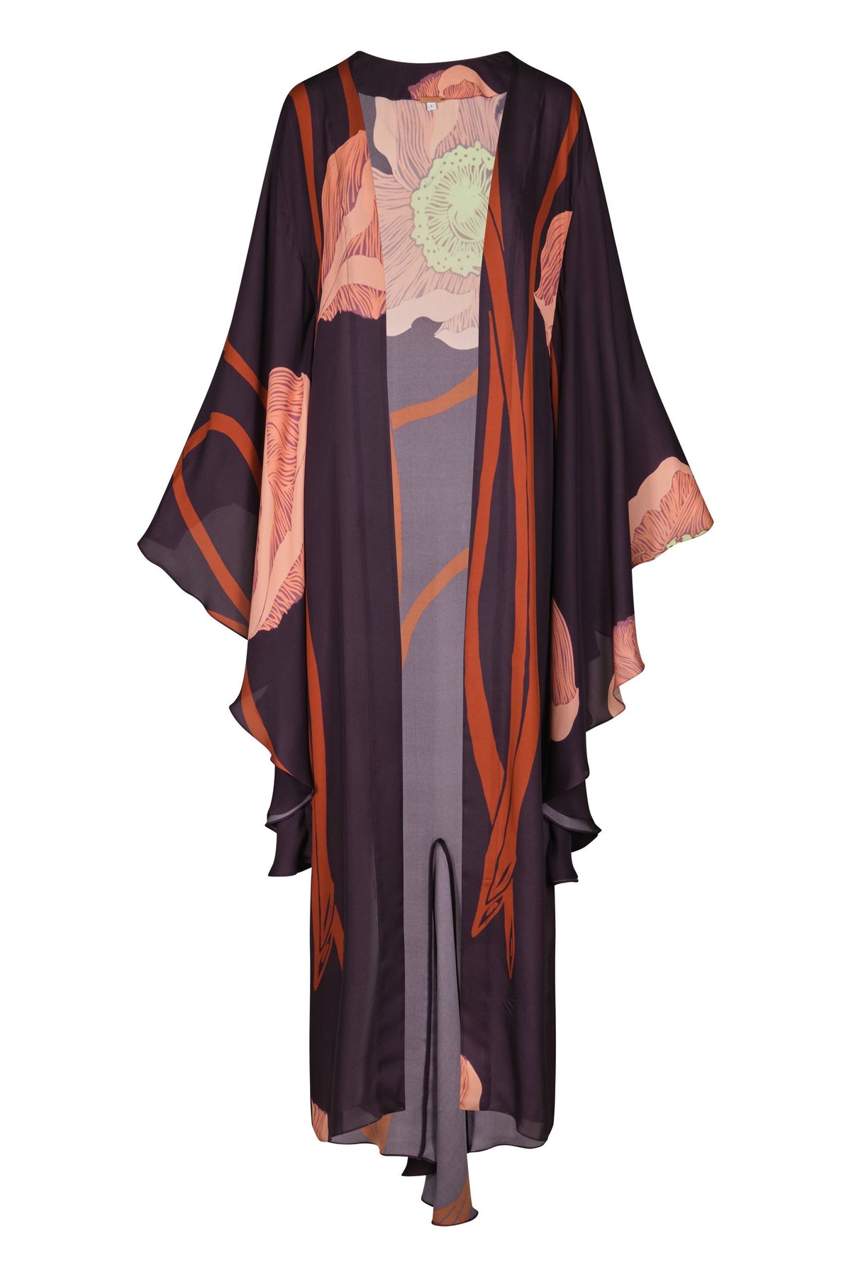 Kimono Retained Spirituality en soie - Bleu marine