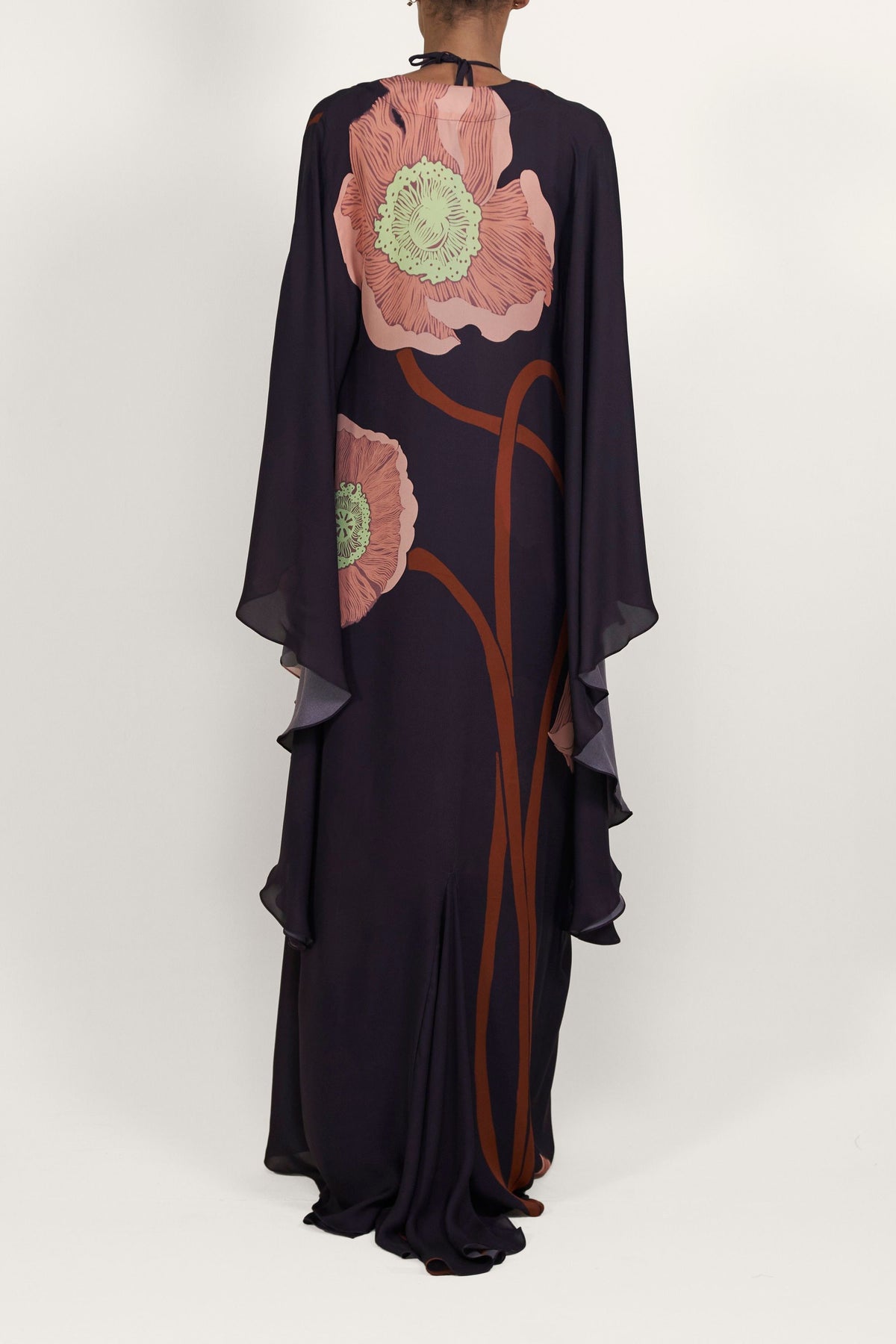 Kimono Retained Spirituality en soie - Bleu marine
