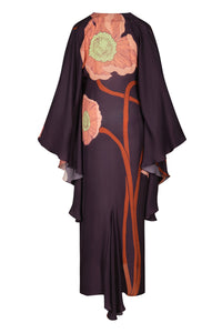 Kimono Retained Spirituality en soie - Bleu marine