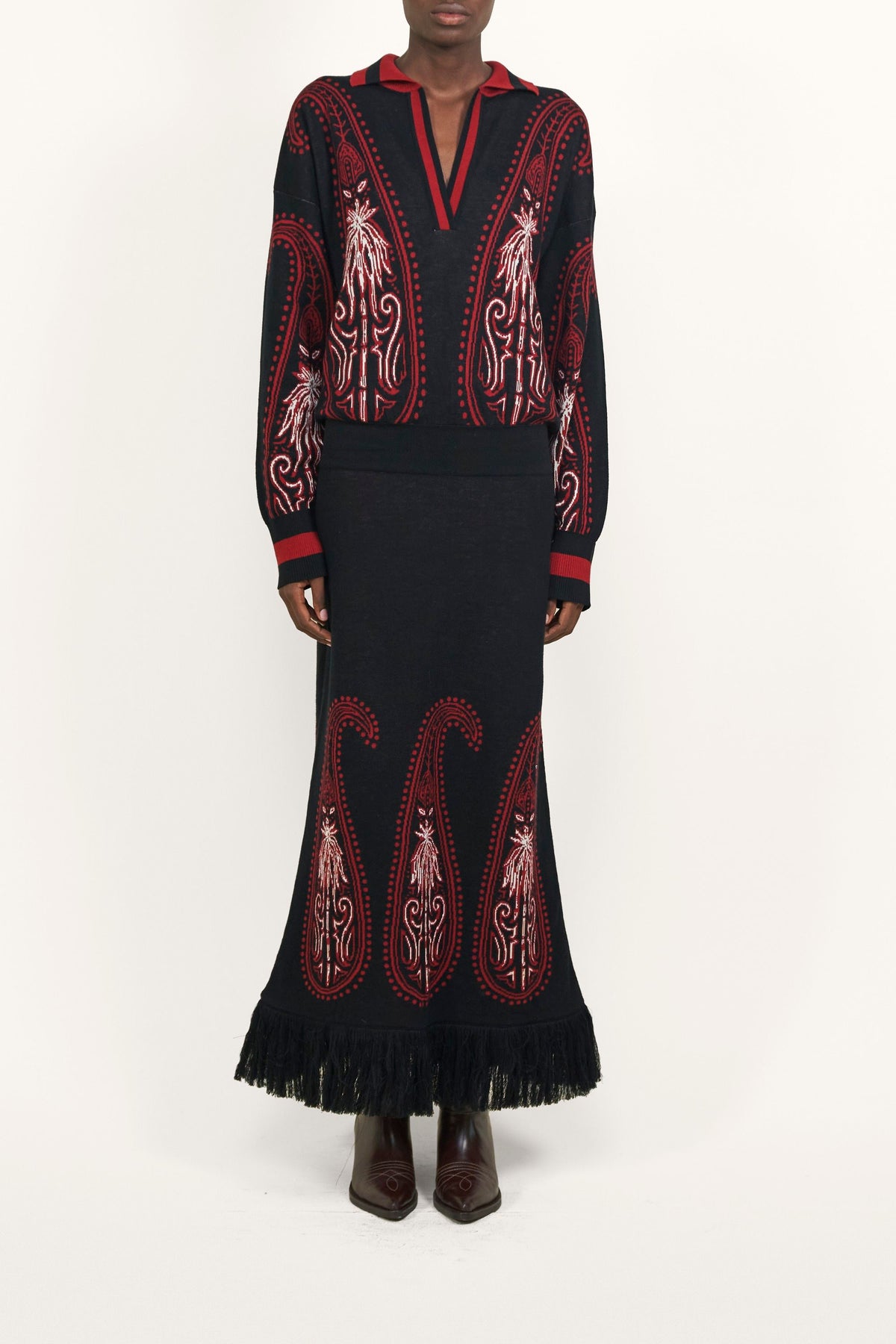 Robe Indian Motifs en coton - Noir