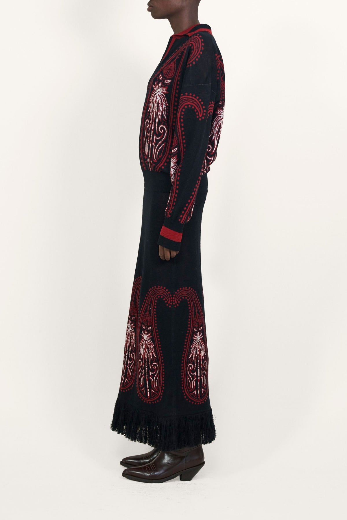Robe Indian Motifs en coton - Noir