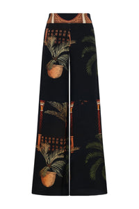 Pantalon Mystic Motif en soie - Bleu marine