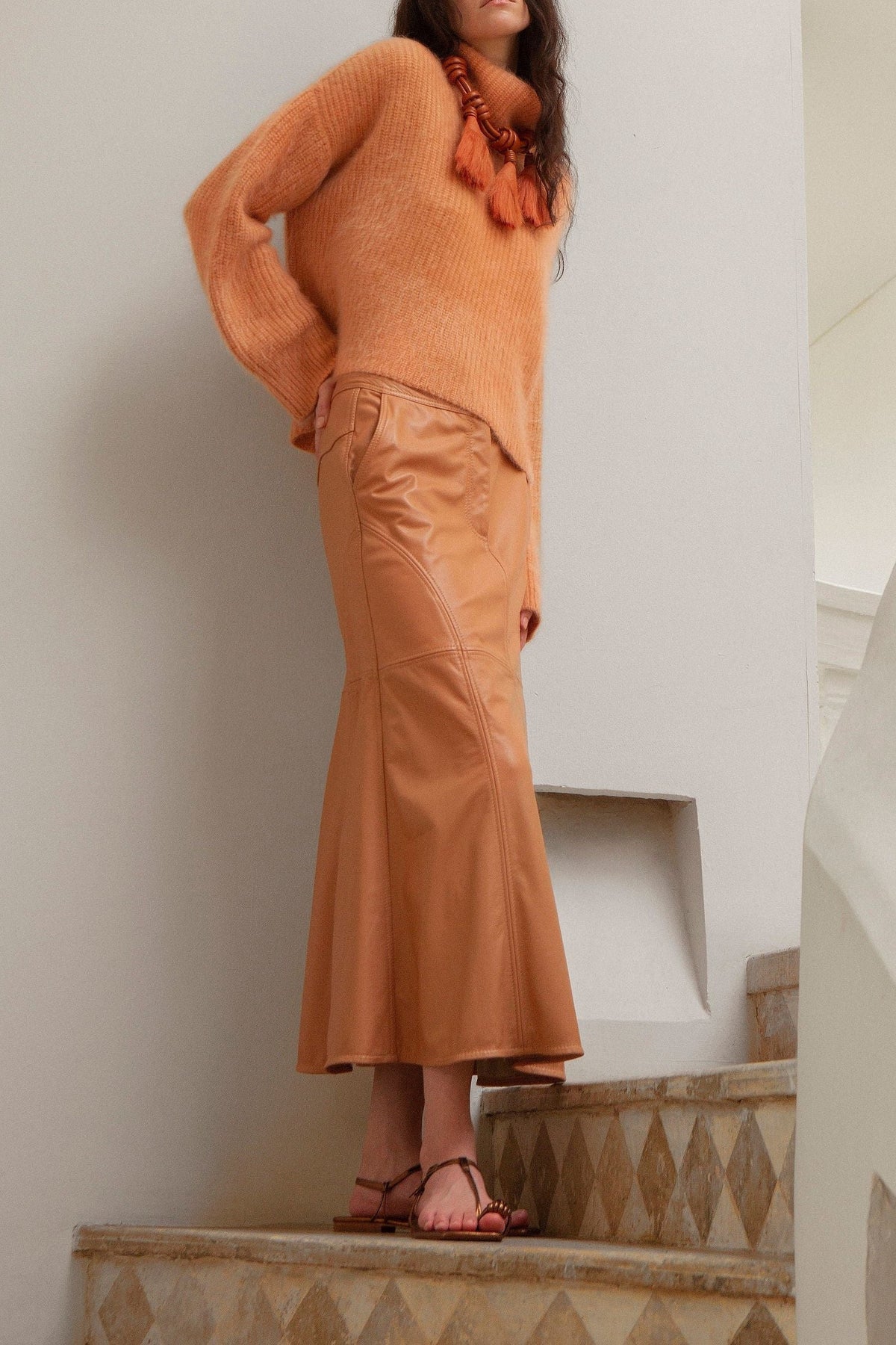 Jupe Maritime Legend en cuir - Nude