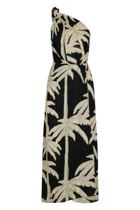 Robe Dark Palms en lin - Noir