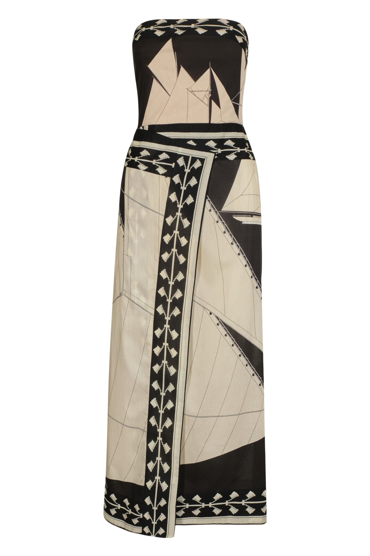 Robe midi Sailboats Pontoon en coton - Noir