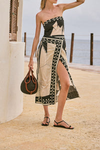 Sailboats Pontoon cotton midi dress - Black