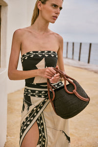 Robe midi Sailboats Pontoon en coton - Noir