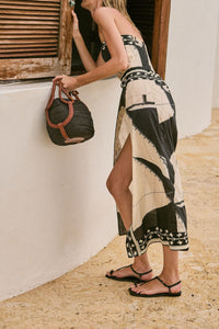 Sailboats Pontoon cotton midi dress - Black