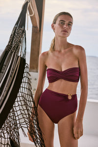 Nautical-style swim shorts - Wine