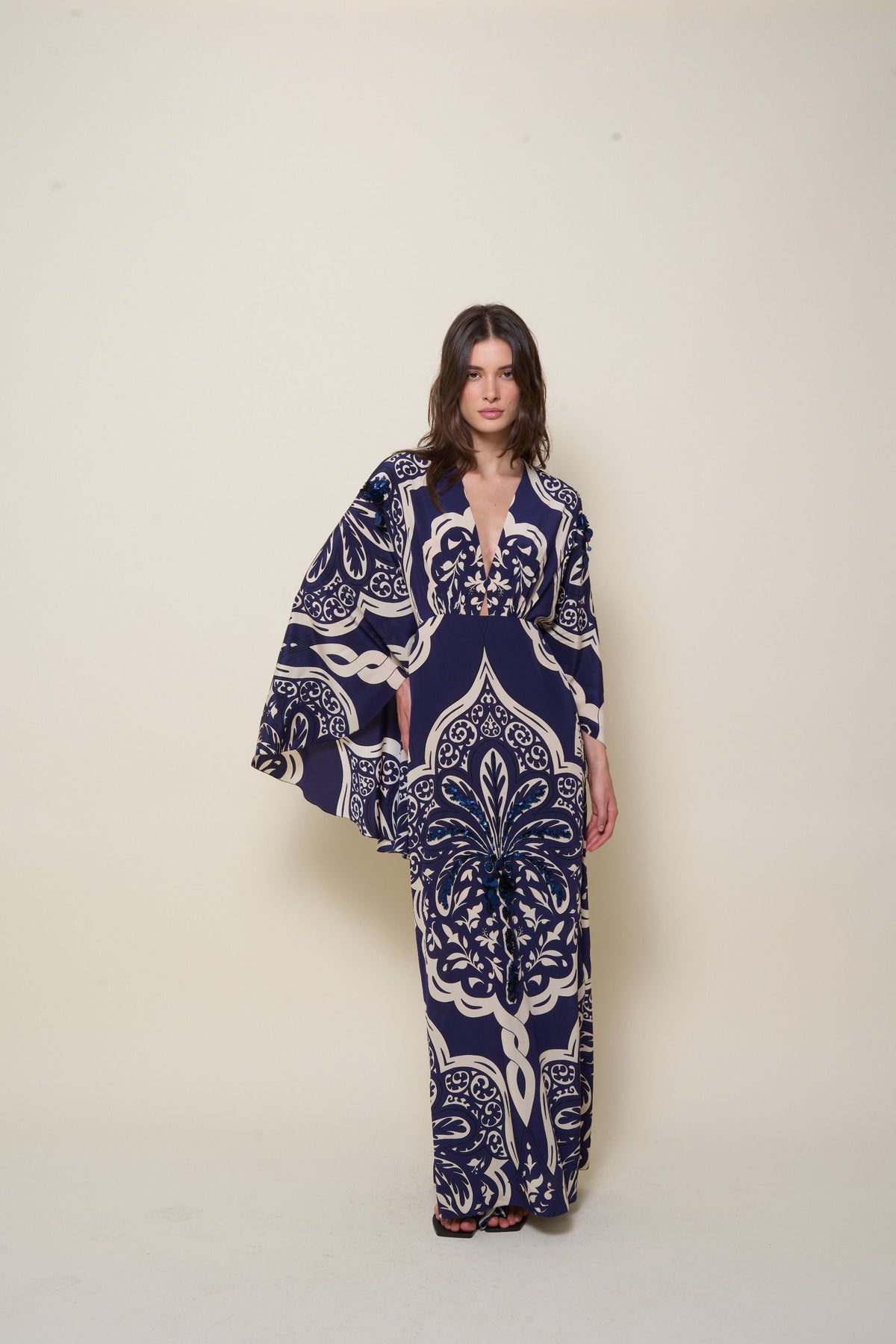 Traditional silk dress - Navy blue